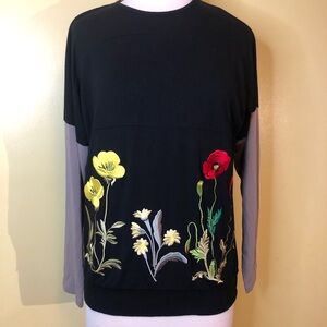Revasonee 💐modal cotton embroidered top. Long sleeve tee.
